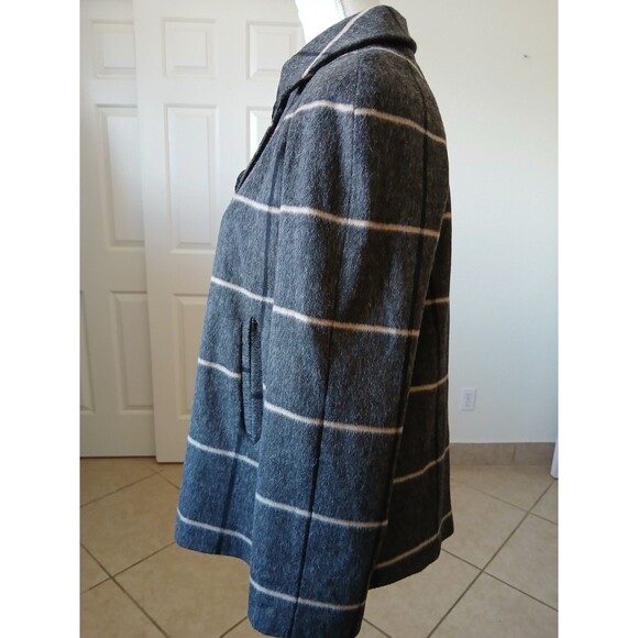 Zara Womens Short Coat XS Gray Checked Plaid Wool Blend 2 Button Front Swing - Picture 5 of 16